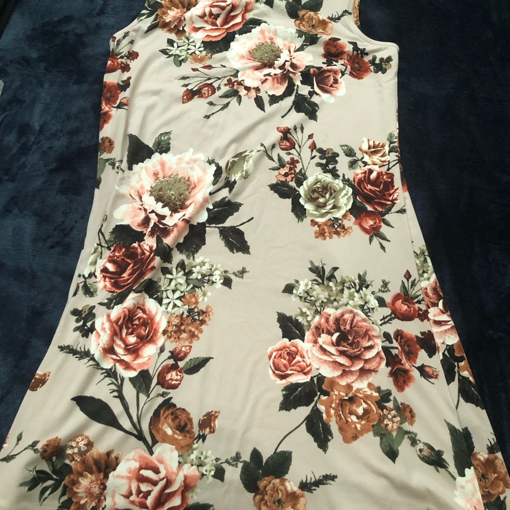 I.N. Girl Girls Floral Lace-Up Back Smocked Empire Waist Dress Size XL 16